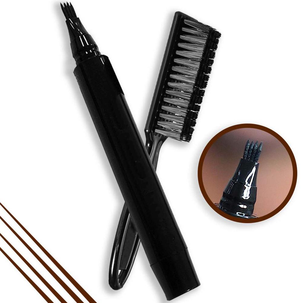 Pluma de barba impermeable para hombre, lápiz y cepillo, potenciador de barba, bigote, colorante, moldeador de pelo, herramientas de lápiz, 2 colores: Dark Brown