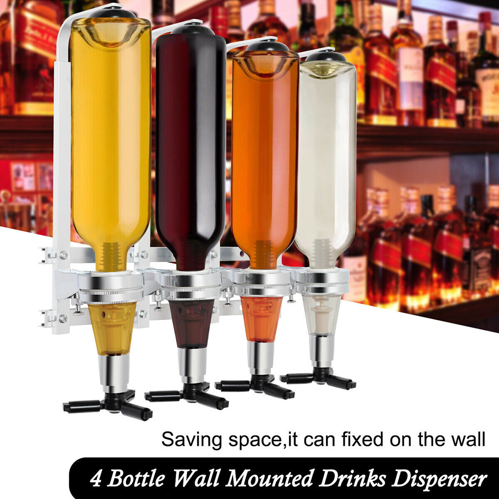 4 Bottle Stand Optics Wall Mounted Wine Dispenser Spirit Drink Holder Bar Butler Drink Dispenser Bar Accessories