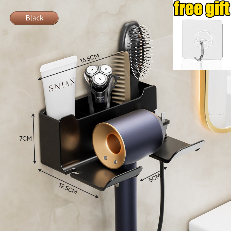 Badkamer Plank Droger Wieg Wandplanken Föhn Houder Douche Haardroger Organizer Box Wc Blower Houder Plank Badkamer: Donker Kaki