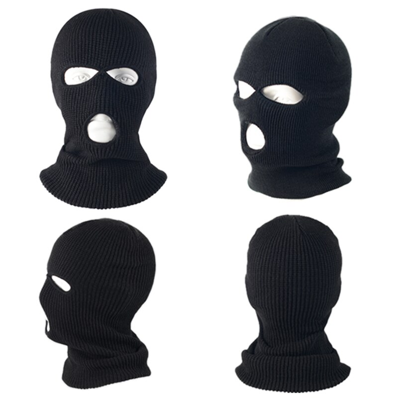 Volle Gesicht Abdeckung Maske Drei 3 Loch Balaclava Stricken Hut Armee Taktische CS Winter Ski Radfahren Maske Beanie Hut Schal warme Gesicht Masken