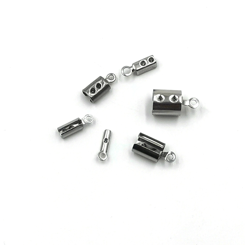 50 Stuks Lederen Armband Rvs Einde Sluitingen Caps Ketting Vouwen Crimp Cord Ends Connector Voor Sieraden Maken Accessoires
