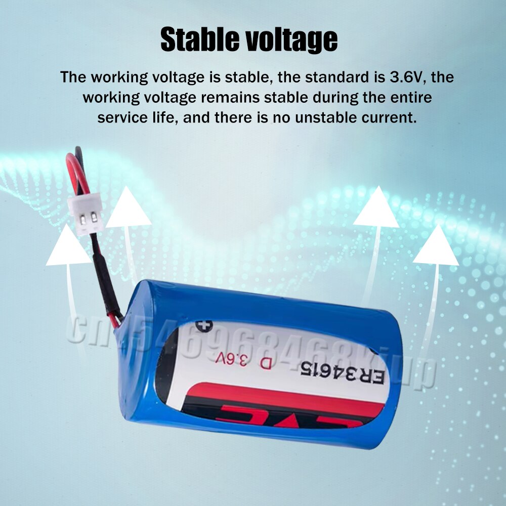 3PCS 3.6V 19000mAh EVE ER34615M ER34615 34615 D Size Lithium Battery With Plug For Water Meter Smoke Alarm Temperature Monitor