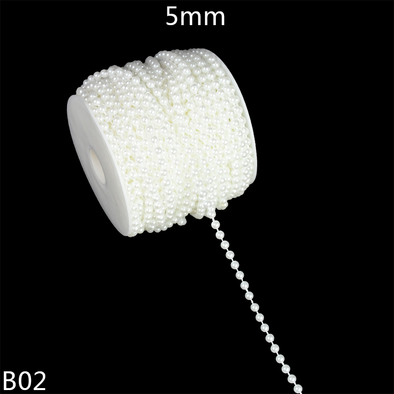 3m imiterede perle perler linje kæde trim 4mm-10mm perle gardin til bryllup brud buket indretning gør-det-selv smykker tøjtilbehør: B02-5mm