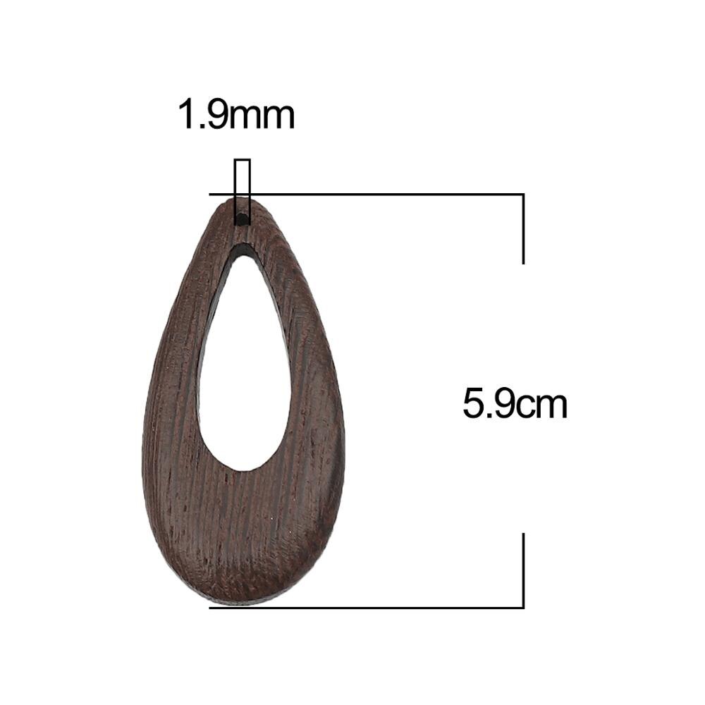 DoreenBeads Vintage Wood Geometric Round Triangle Hollow Pendants For Women Men DIY Making Necklace Earrings Charms Jewelry,2PCs: 1-5.9cmx2.9cm