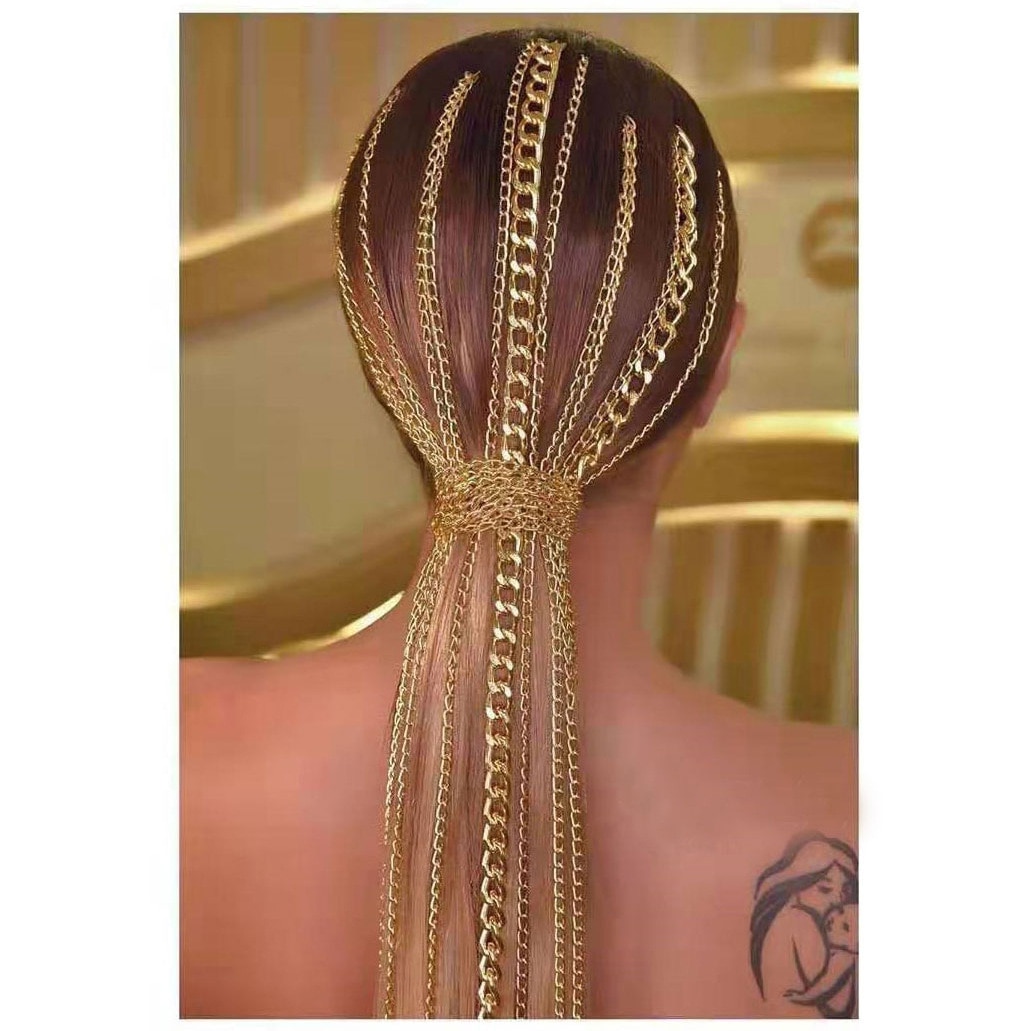 Einfache Haar Kette Schmuck Clips Gold Farbe Haar Zubehör Für Frauen Hochzeit Braut Haarband