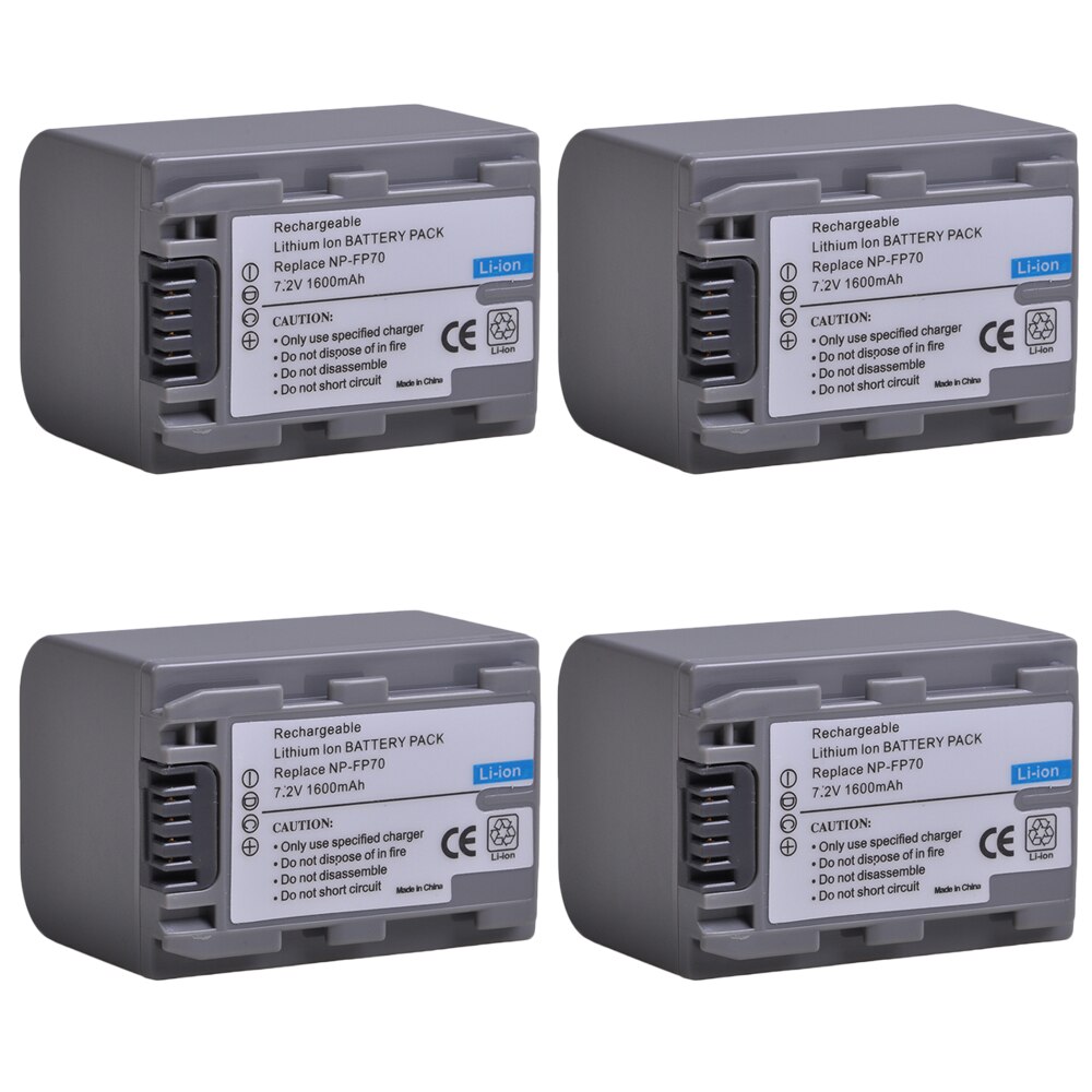 1600mAh NP-FP70 NPFP70 NP FP70 Battery for Sony NP-FP30, NP-FP50, NP-FP51, NP-FP60, NP-FP71, NP-FP90, DVD92, DVD103: 4x Battery