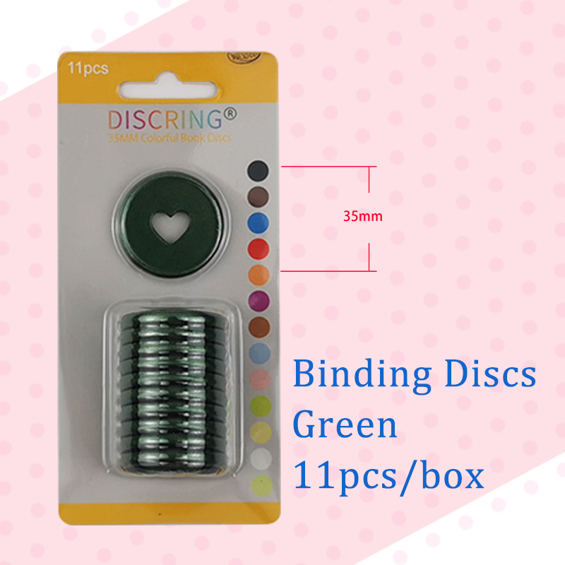 11 Stks/doos Frosting Hartvormige Notebook Plastic Disc Binding Plastic Ringen Diy 360 Graden Opvouwbare Disc Gesp Kantoorbenodigdheden: Green