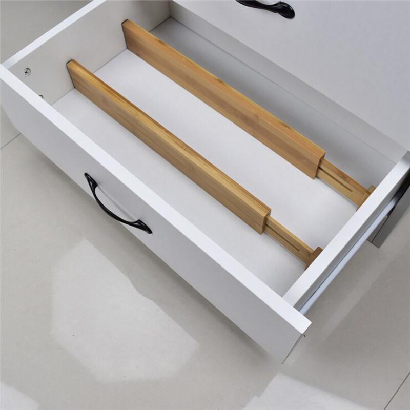 2/4PCS Bamboo Drawer Dividers Bedroom Kitchen Drawer Storage Adjustable Expandable Drawer Dividers for Cupboard Cabinet Wardrobe