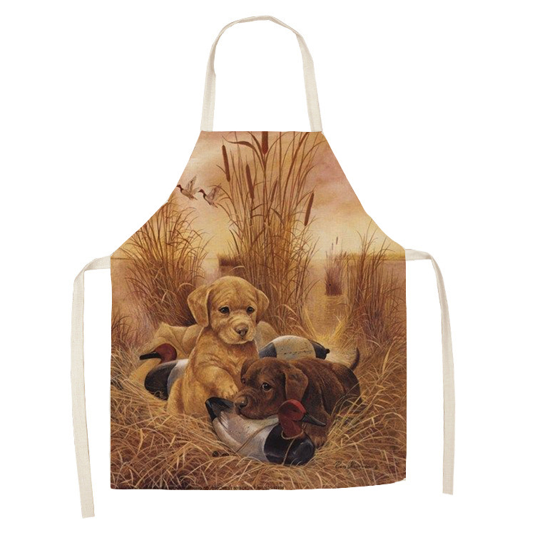 Leinen hund thema Druck Küche Schürzen unisex Abendessen Party Kochen Lätzchen Lustige Schürze Reinigung Schürze: 3 / 38x47cm Pro Kinder