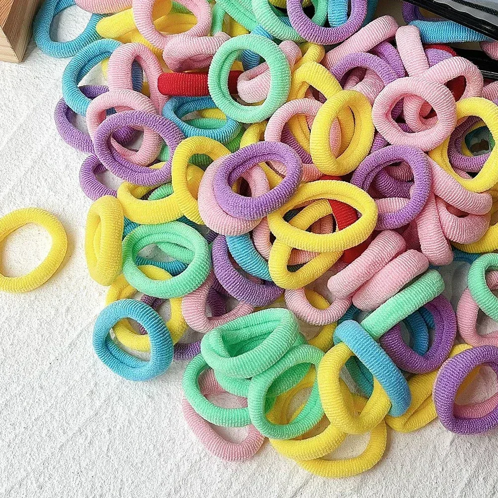 50/100/300 Uds Mini bandas elásticas coloridas para el cabello para niñas accesorios para el cabello diadema de nailon soporte para cola de caballo para niños adorno Scrunchie: S / Verde negro