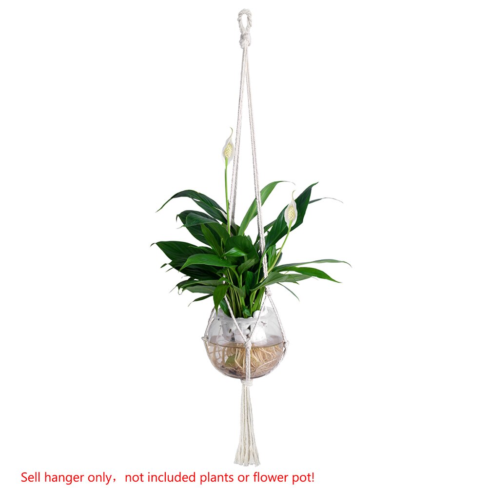 WITUSE 1PC Macrame Plants Hanger Hook 4 Legs Retro Flower Pot Hanging Rope Holder String Home Garden Balcony Decoration Wall Art: Type A 87cm