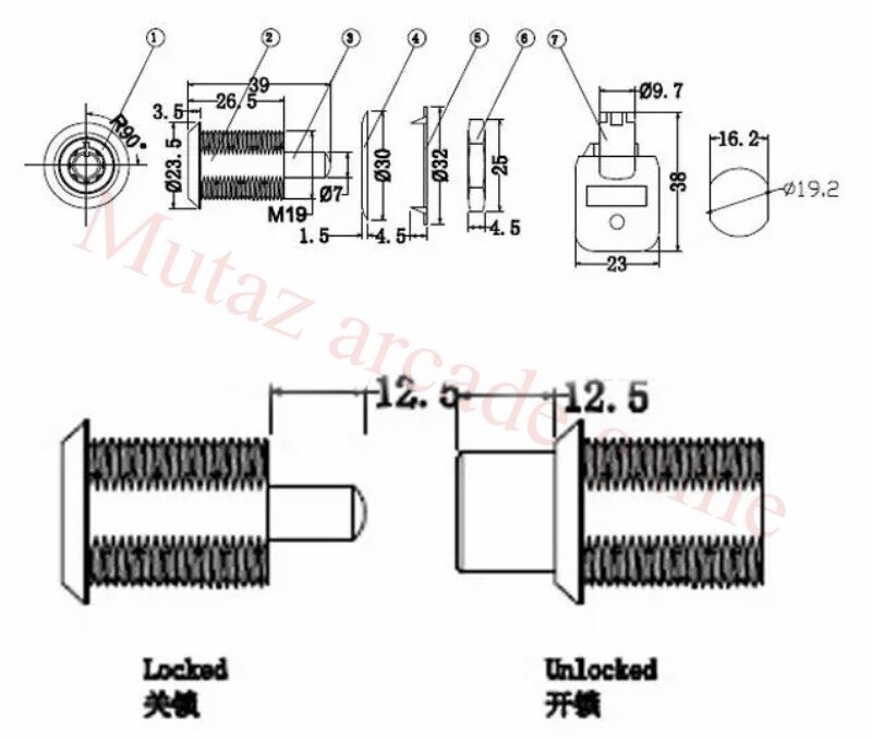 2 Stks/partij Hoge Veiligheid Zinklegering Keyed Alike 7 Pins Schuifdeur Tubular Cam Lock Cilinder Key Push Sloten