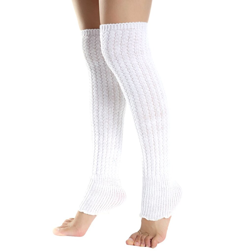 Kvinder strik tights tåløse ben varmere peplum flæse lange crop støvler luv pige strømpe kvinder varm knæ høj vinter strik strømpe: Nr. .2