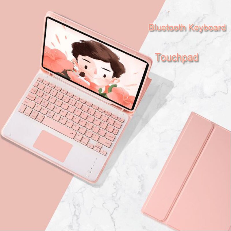 Waterdichte Generatie Draadloze Bluetooth Toetsenbord Met Touchpad Tablet Cover Voor Apple Ipad Pro 11 Doek Lederen Toetsenbord Geval: Pink