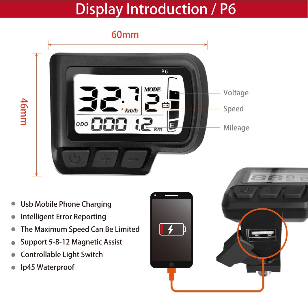 24v/36v/48v 350W 500w Electric Bike Brushless Motor Controller with LCD Display Electric Bicycle Scooter E-bike Parts zemake