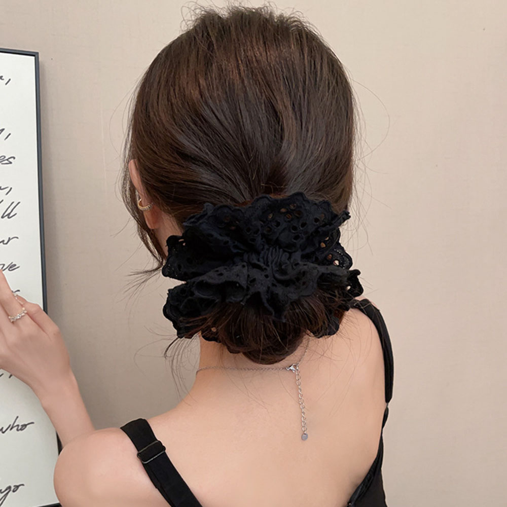 Oversized Lace French Hair Scrunchie For Women Elastic Ponytail Holder Headbands Korean Hair Bands Elastic Hair Accessories