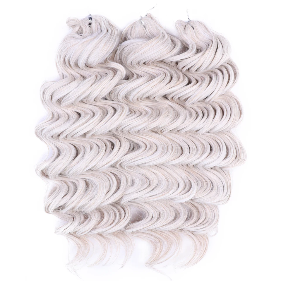 FREEDOM Hair Synthetic Deep Wavy Twist Crochet Hair 24 Inch /60cm Ombre Brown Blonde White Braiding Hair Extensions MANASI Hair: Yellow