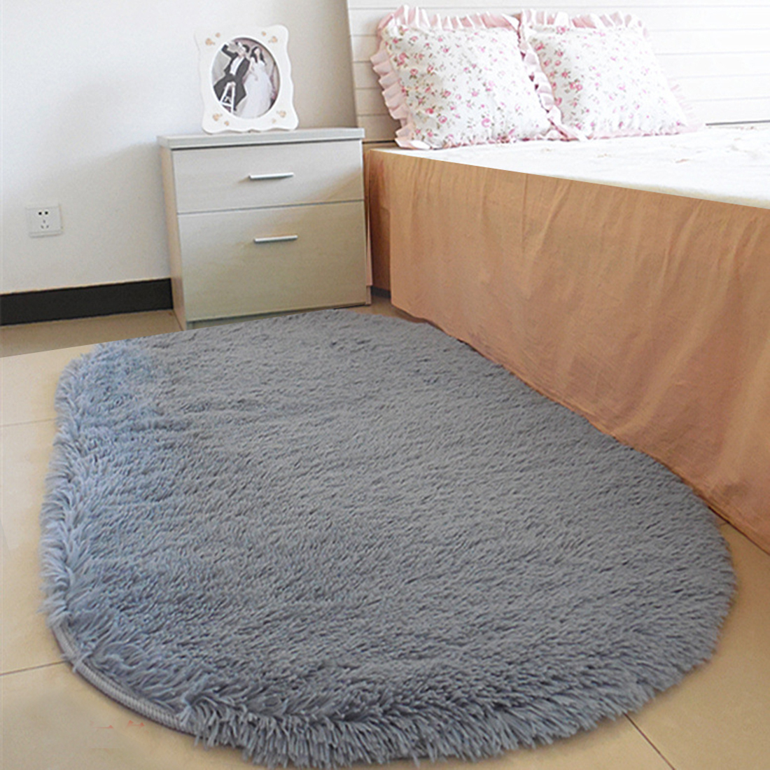 40*60cm antislip, pluizige shaggy vloerkleden voor in huis, kamer, tapijt, vloermatten, slaapkamer, badkamer, deurmatten, shag tapijten: Grijs
