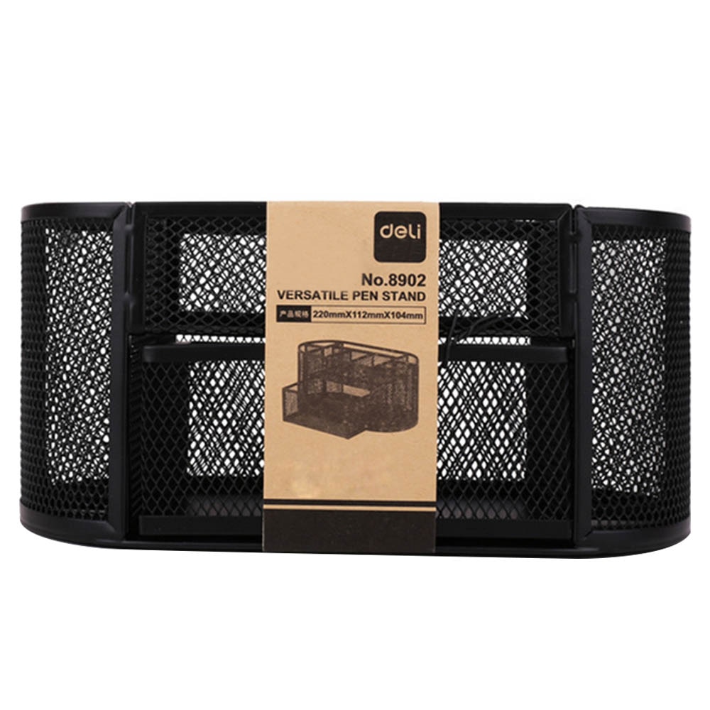 Metal Mesh Desk Organizer Multi-functional Home Office Desk Supplies Stationery Pen Pencil Storage Holder Stand Black