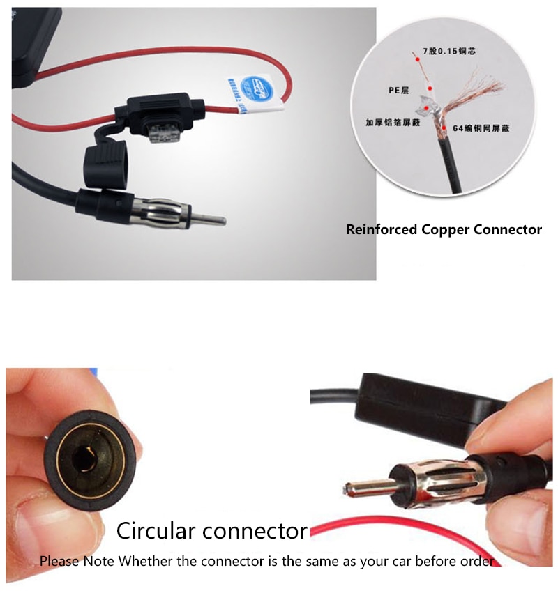 Car Radio/Car DVD GPS Player Antenna Signal Amp Amplifier Booster Radio Fits for All cars with Circular interface