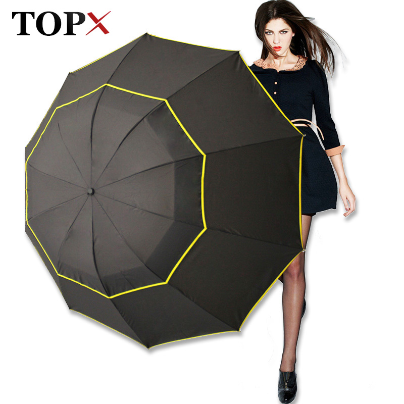 Paraguas para hombre y mujer, sombrilla resistente a la lluvia, al sol y al viento de gran tamaño, accesorio plegable de , 3 pliegues, 130cm