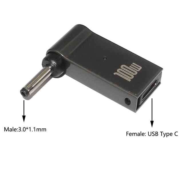 PD 100W Laptop Power Charger Supply Adapter Connector USB Type-C Female to DC Male Jack Plug Converter for Lenovo HP DELL Asus: SKY BLUE