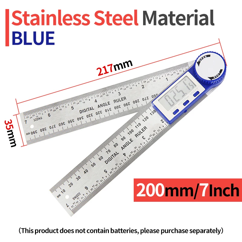 Electronic Angle Meter 360 Degree Protractor Digital Goniometer Carpentry Tools Angle Finder Multifunctional Metal Square Ruler: WHITE