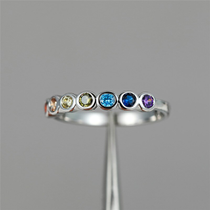 Mode Vrouwelijke Groen Blauw Crystal Party Ring Charm Zilver Kleur Liefde Engagement Ring Elegante Belofte Trouwringen Voor Vrouwen