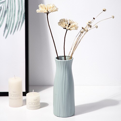 Plastic Bloem Vaas Decoratie Thuis Witte Vazen Imitatie Keramische Vaas Bloempot Decoratie Nordic Stijl Mand Zonder Bloem