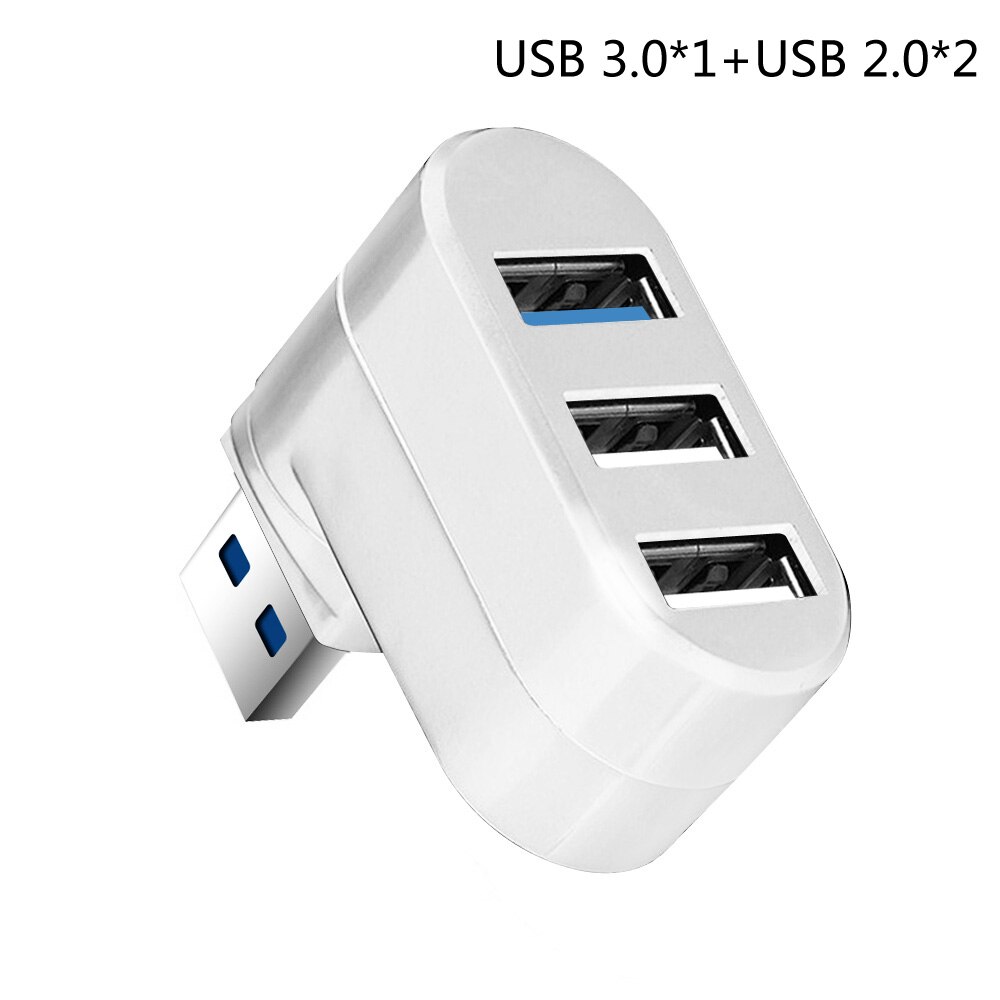 3 Poorten Usb Hub 2.0 + 3.0 Usb Splitter Hoge Snelheid Draaibaar Adapter Mini Hub Usb Opladen Splitter Voor Laptop computer (A716): White1
