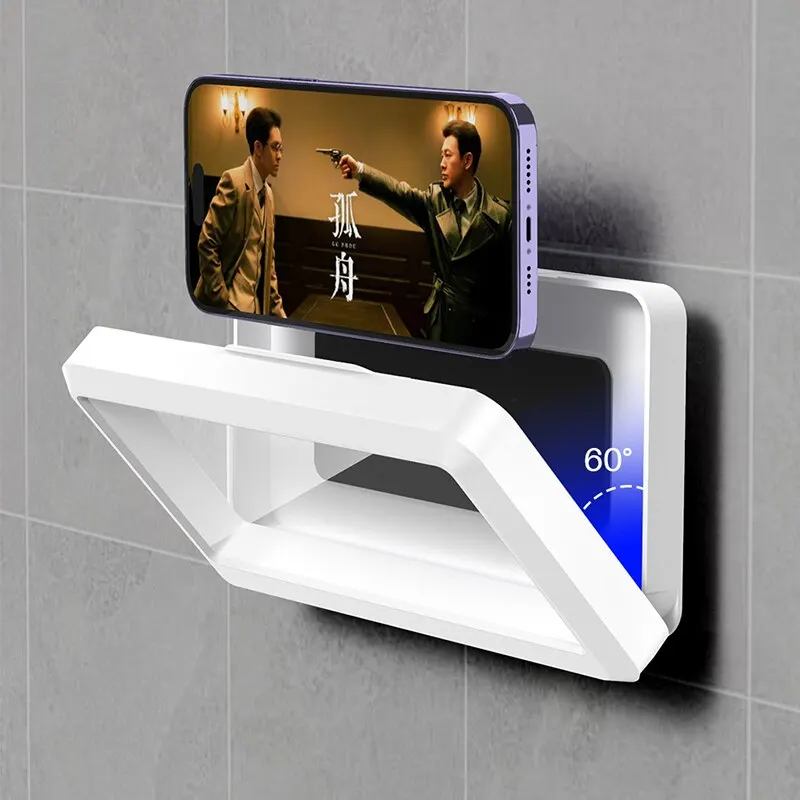 Support de téléphone étanche pour salle de bain, boîte de support murale pour téléphone, écran tactile auto-adhésif, support de téléphone, rangement d'étanchéité pour douche