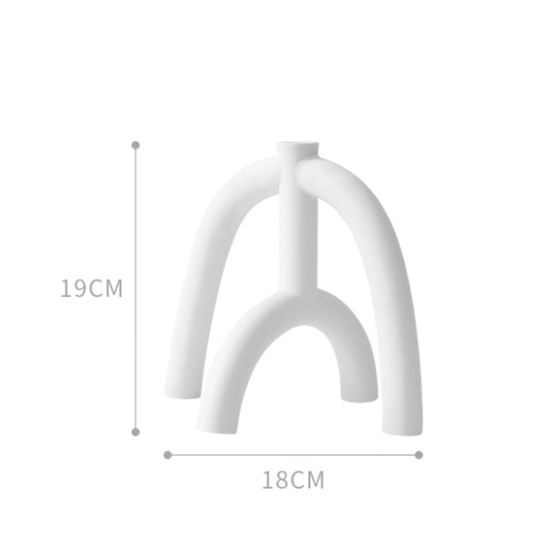 Candelabro de cerámica nórdico, portavelas blanco en forma de U, soporte de vela escandinavo para sala de estar, adorno para el hogar: C