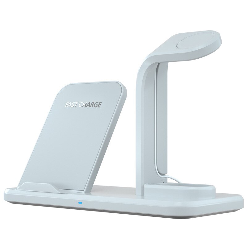Trådløs oplader 4 in 1 aftagelig station, opladerstativ dock til iphone 11 xs x  xr 8 apple watch airpods pro og alle qi-enheder: Hvid