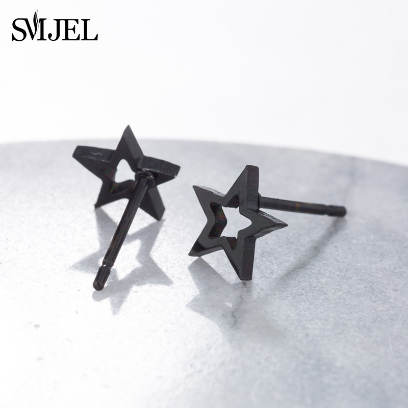 Nuevos pendientes de tuerca de estrella hueca de acero inoxidable para mujer, joyería de de cumpleaños Celestial para el día a día, adolescente y madre