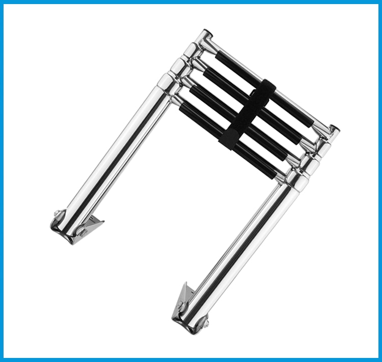 4 Steps Boat Stainless Steel 304 Telescoping Folding Ladder Deck Outboard Swim Platform Boat Marine Yacht Accessories