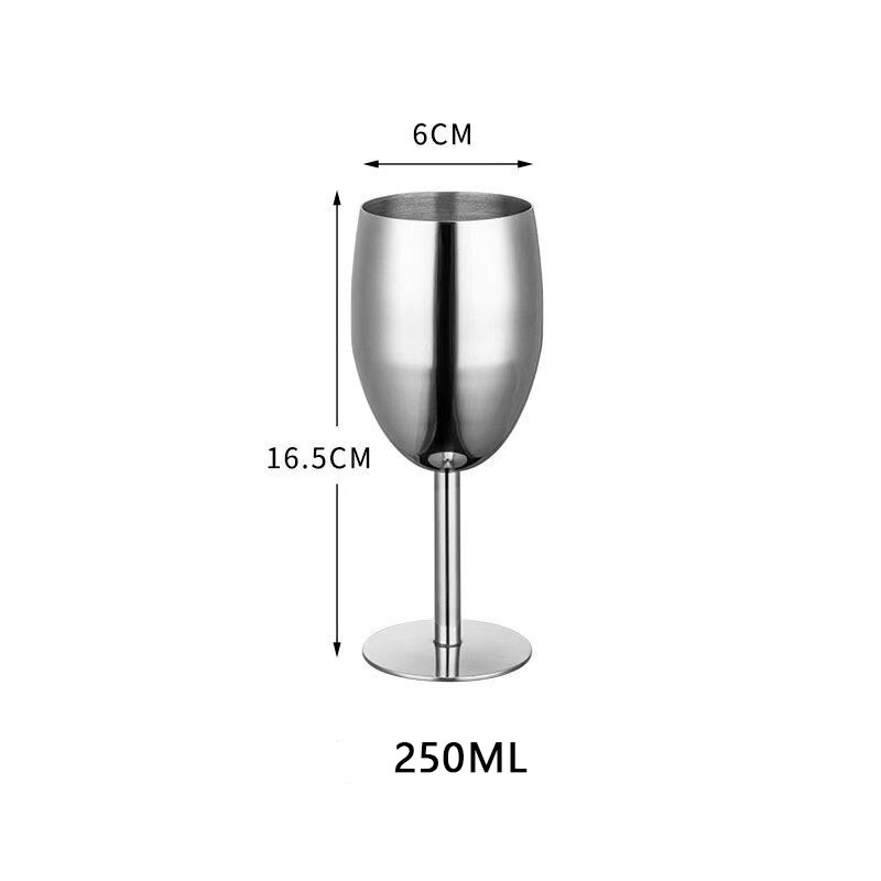 Stainless Steel Goblet Wine Glass Champagne Coupes Cup Cocktail Glass for Wine Party Bar Restaurant Red Wine Cup 150/250/500ML: 250ml