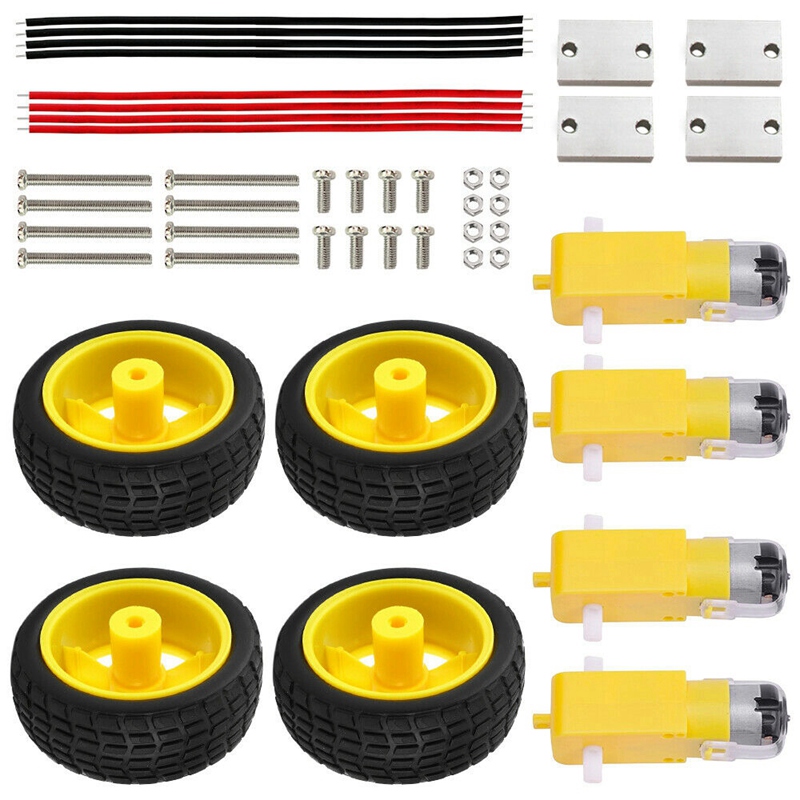 Abgn -Dc 3 V-6 V Gear Tt Motor + Wiel Kit Voor Arduino Diy Smart auto Robot Elektrische Wiel Kit Duurzaam Anti-Interferentie