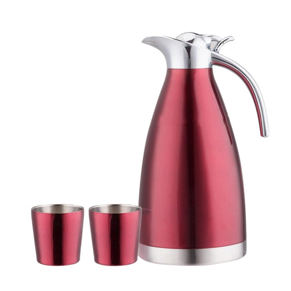 Stainless Steel Insulation Pot Set European Vacuum Coffee Pot Box Water Cup Home Silica Gel Family Kettle: 2L / Dull