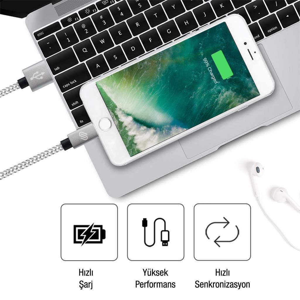 Qwerts apple iphone usb lynhurtigt data- og opladningskabel