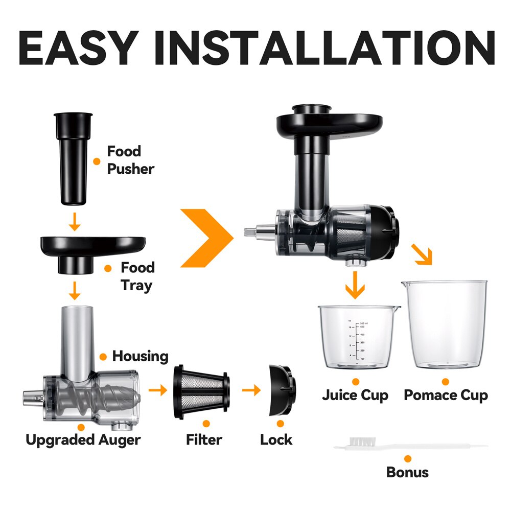 Juicer Attachment For KitchenAid 3.5/4.5/5 Quart Tilt Head Stand Mixers, Masticating Juicer Part 3.5QT 4.5QT 5QT Mixer