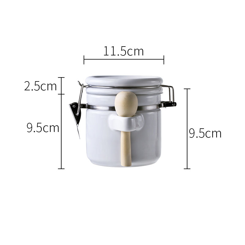 Keramik Verschlossenen Dosen Mit Deckel Löffel Solide Tee Kaffee Lebensmittel Lagerung Panzer Manuelle Stil Küche Lagerung Glasglas Dekorative Können ZL341: Weiß S