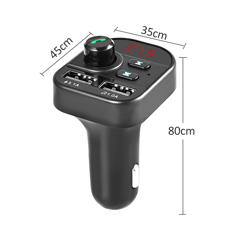 Bil fm trådløs bluetooth 5.0 håndfrisett fm sender bil  mp3 radioadapter 2 usb lader fm modulator biltilbehør 805