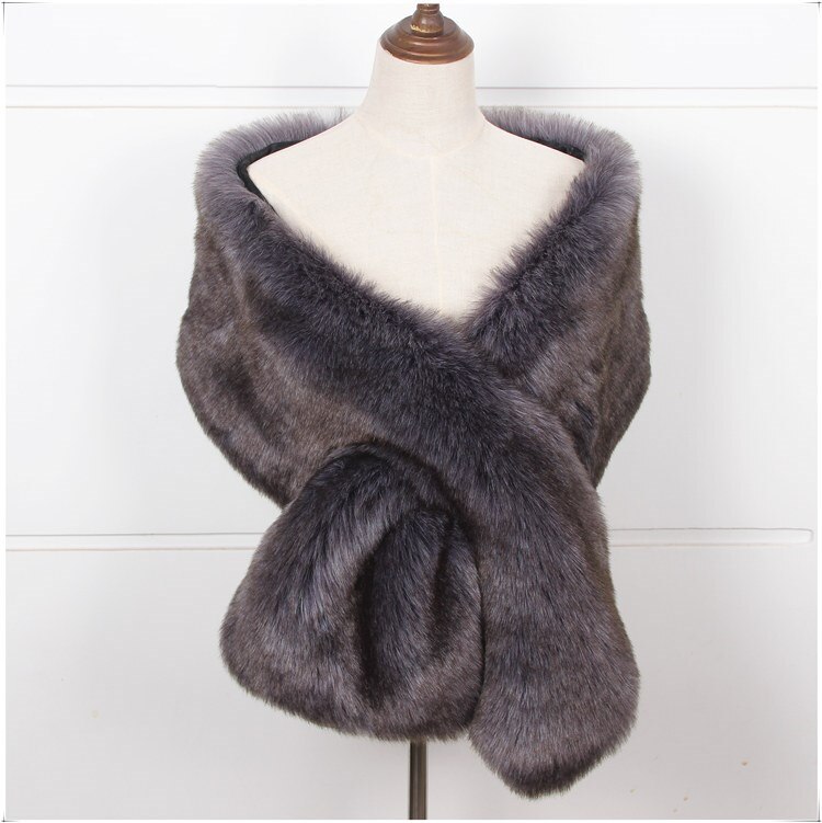 JaneVini Winter Braut Kap Hochzeit Mantel Faux Pelz Stola Weiß Rot Braut Capes Wraps Frauen Formale Kleid Schals Boleros Stolen: Dark Gray