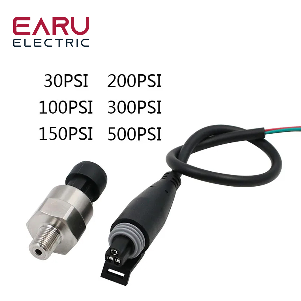 DC 5V 1/8NPT Pressure Transducer Transmitter Sensor Stainless Steel Oil Air Water 30/100/150/200/300/500 psi