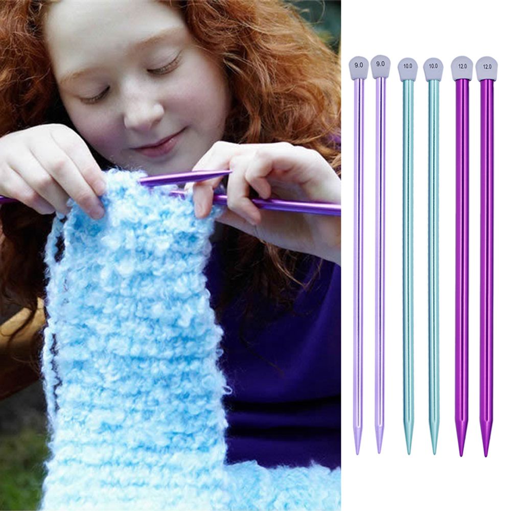 2Pcs/set DIY Single Pointed Long Sweater Straight Pins Knitting Needles Aluminum Weaving Tool Sewing Needles