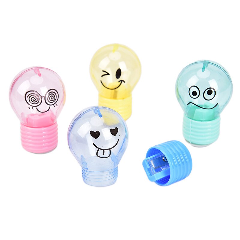 Sacapuntas de plástico con forma de bombilla para niños, sacapuntas para emociones, para niños, papelería Kawaii, suministros escolares, 1 ud.