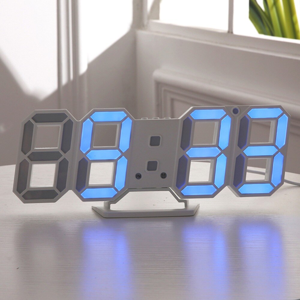 3D LED Moderen Wandklokken Display 3 Helderheid Niveaus Dimbare Nachtlampje Snooze Functie voor Thuis Keuken Kantoor #252761