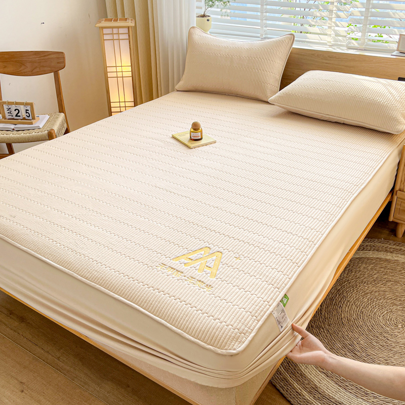 Premium åndbart madrasbetræk luksus madrasbeskytter allergivenlig lydløs senglagen, enkelt dobbelt familiestørrelse: 1.8 x 2.2m senge / Lilla