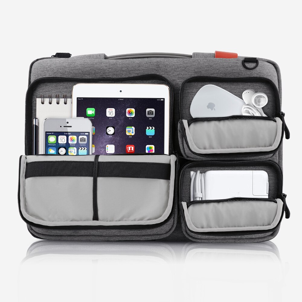 Icozzier 13.3/15.6 inch laptophoes met drie zijvakken, handvat en schouderband / laptoptas voor 13/15 inch ultrabooks