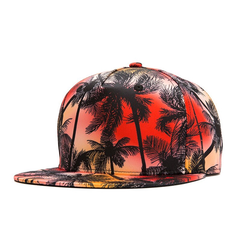 Casquette de plage à rabat en noix de coco pour hommes, pour en bord de mer, impression 3D, casquettes Hip Hop, Street Dancer, chapeau de danse: SNA001C-red
